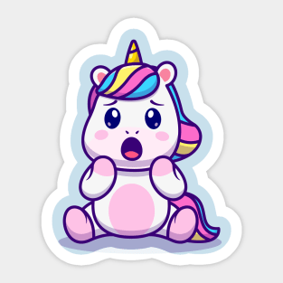 Cute Unicorn Surprised Cartoon Sticker